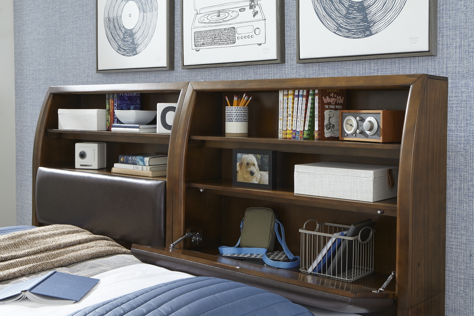 Kids Santa Cruz Brown Cherry Twin Bookcase Wall Bed - Thumbnail - Image 4