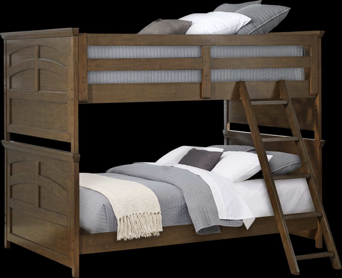 Kids Santa Cruz Brown Cherry Full/Full Bunk Bed with Basketball Hoop - Thumbnail - Image 1