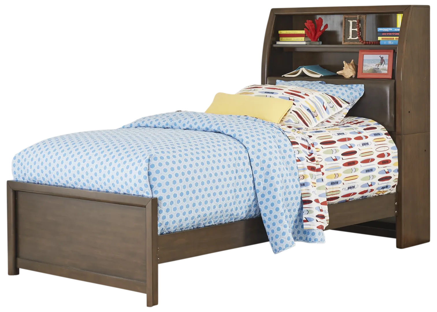 brown cherry 3 pc twin bookcase bed