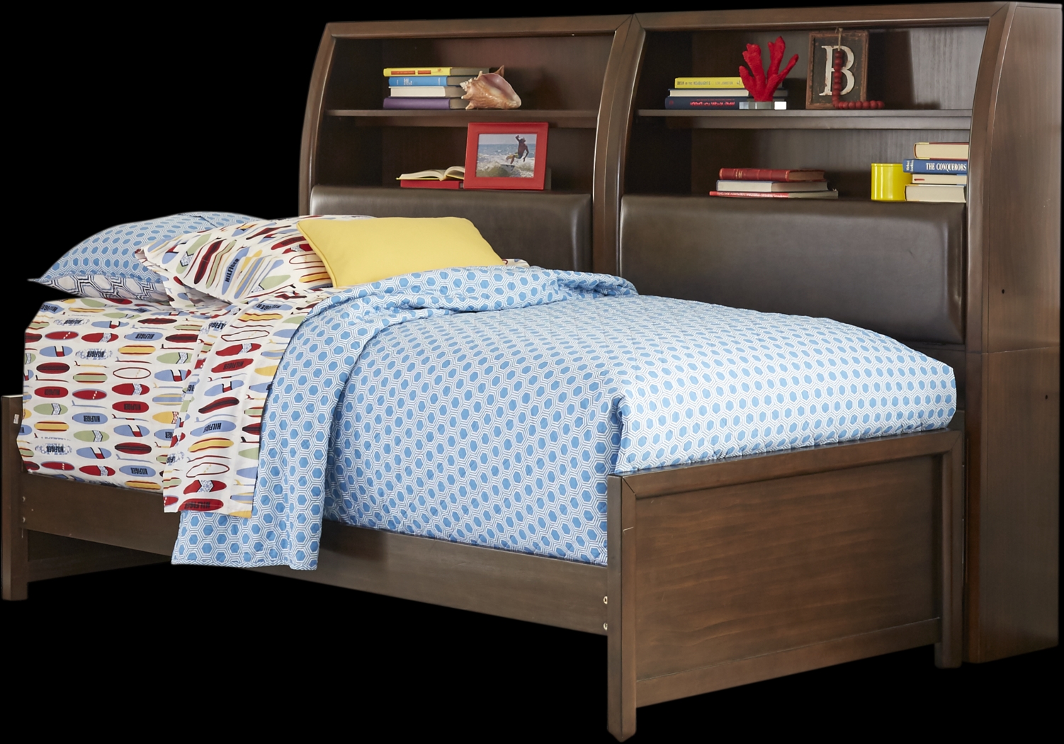 Kids Santa Cruz Brown Cherry Twin Bookcase Wall Bed - Thumbnail - Image 1