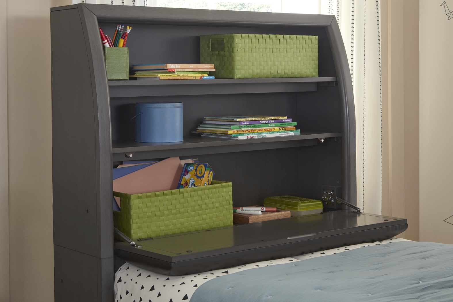Kids Santa Cruz Gray Twin Bookcase Bed - Thumbnail - Image 3