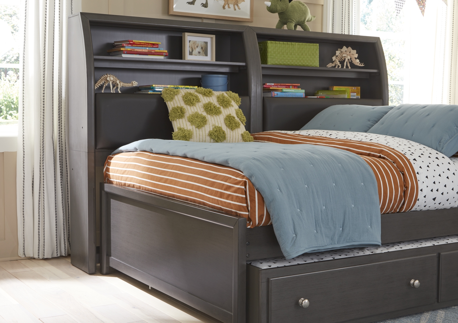 Kids Santa Cruz Gray Full Bookcase Wall Bed - Thumbnail - Image 3