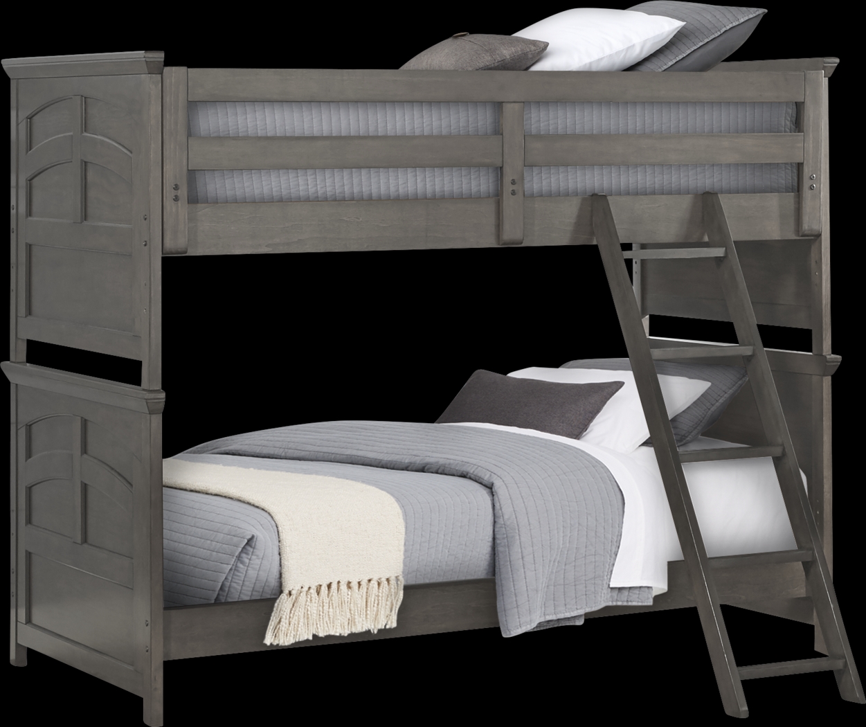 Kids Santa Cruz Gray Twin/Twin Bunk Bed with Basketball Hoop - Thumbnail - Image 1