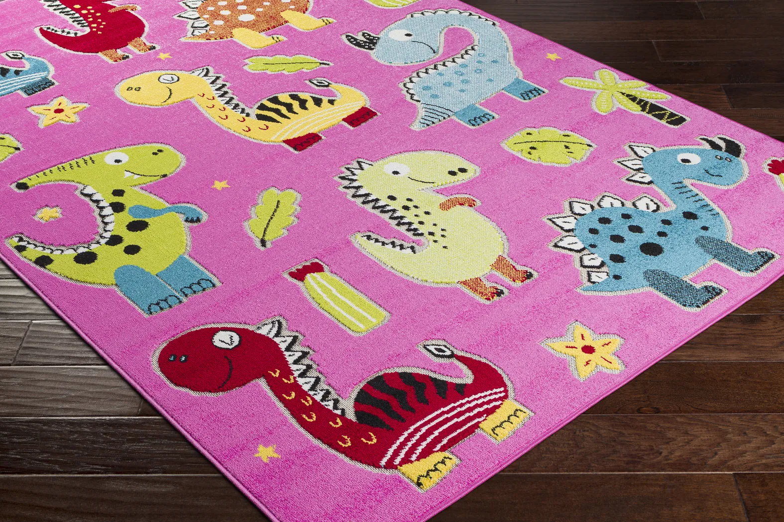 Kids Saurs Party Pink 5' x 7' Rug - Thumbnail - Image 2