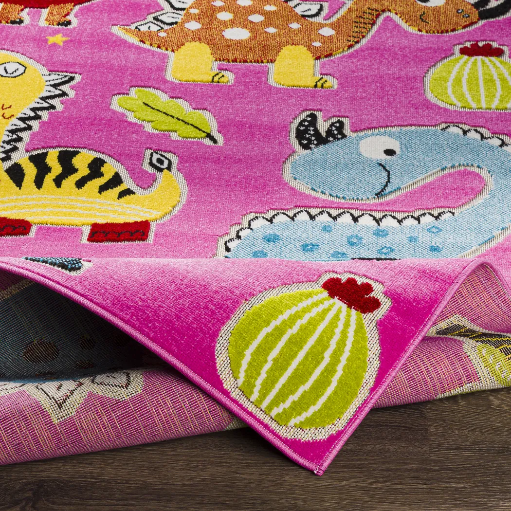 Kids Saurs Party Pink 5' x 7' Rug - Thumbnail - Image 3