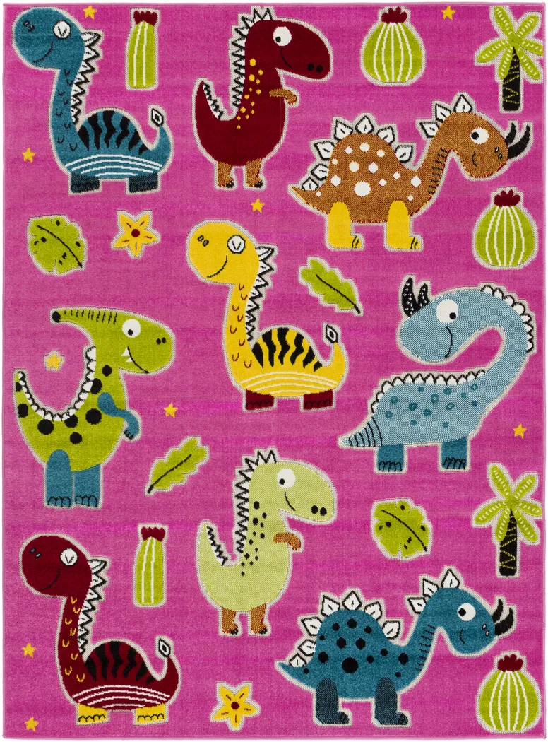 Kids Saurs Party Pink 5' x 7' Rug - Thumbnail - Image 1
