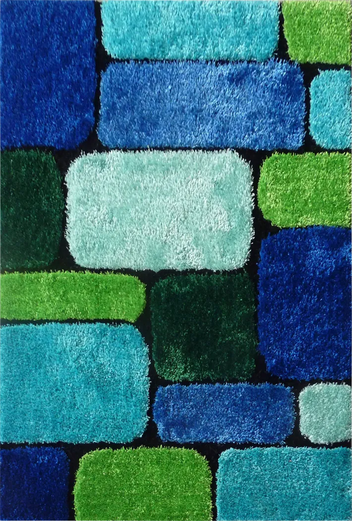 Kids Shaggy Hues Blue 3' x 5' Rug - Thumbnail - Image 1