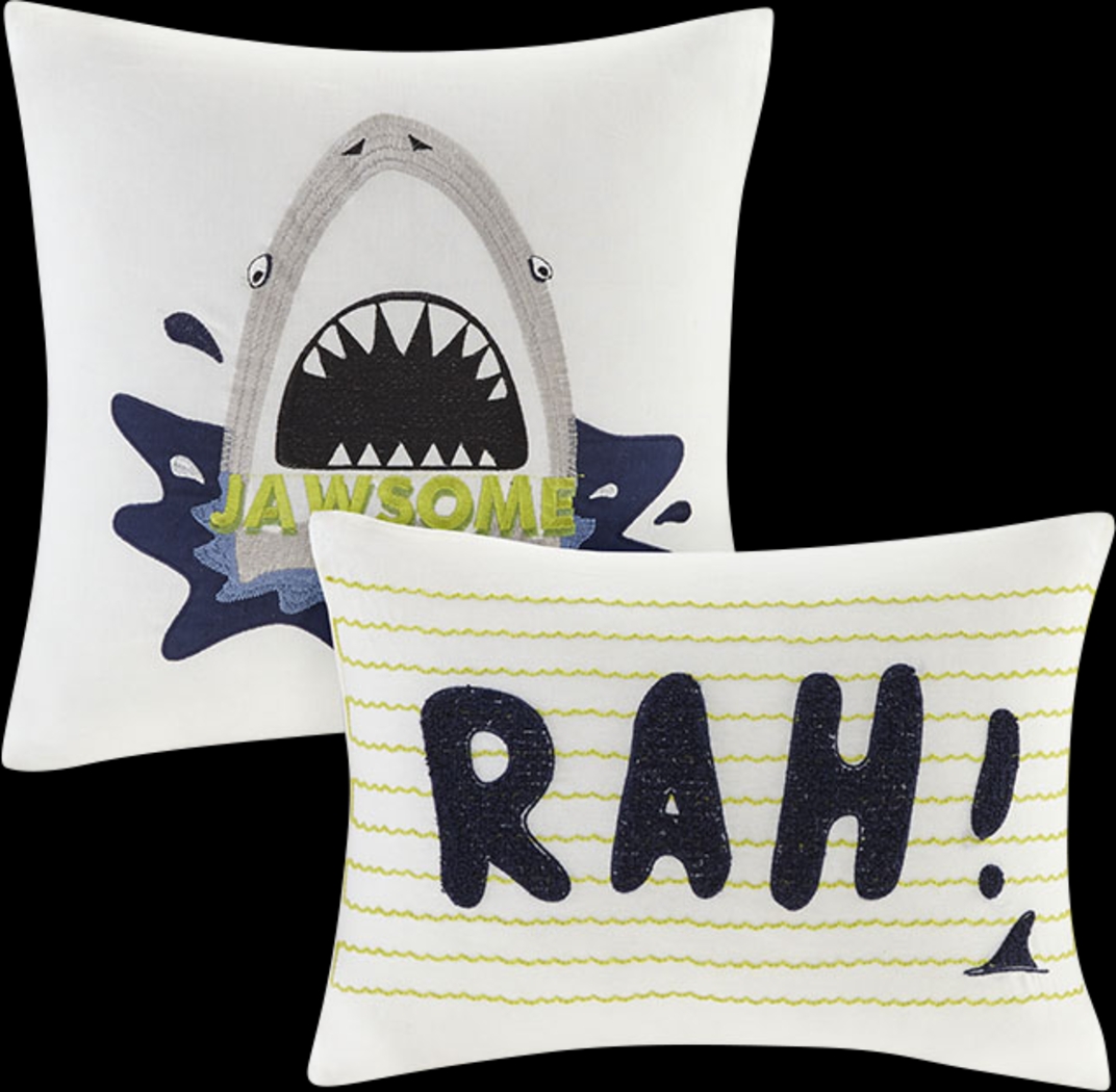 Kids Shark Mood Navy 5 Pc Full/Queen Coverlet Set - Thumbnail - Image 2