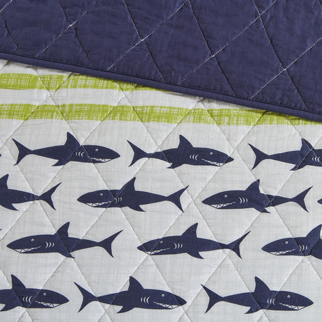 Kids Shark Mood Navy 5 Pc Full/Queen Coverlet Set - Thumbnail - Image 5