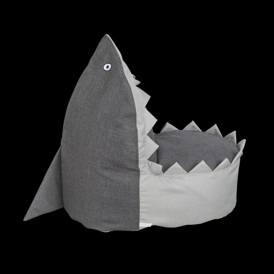 Kids Shelby Shark Gray Bean Bag Chair - Thumbnail - Image 2