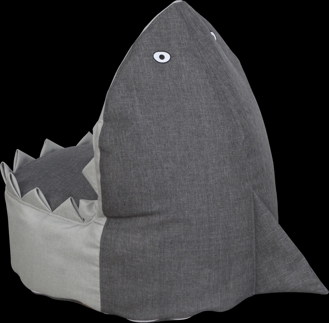 Kids Shelby Shark Gray Bean Bag Chair - Thumbnail - Image 3