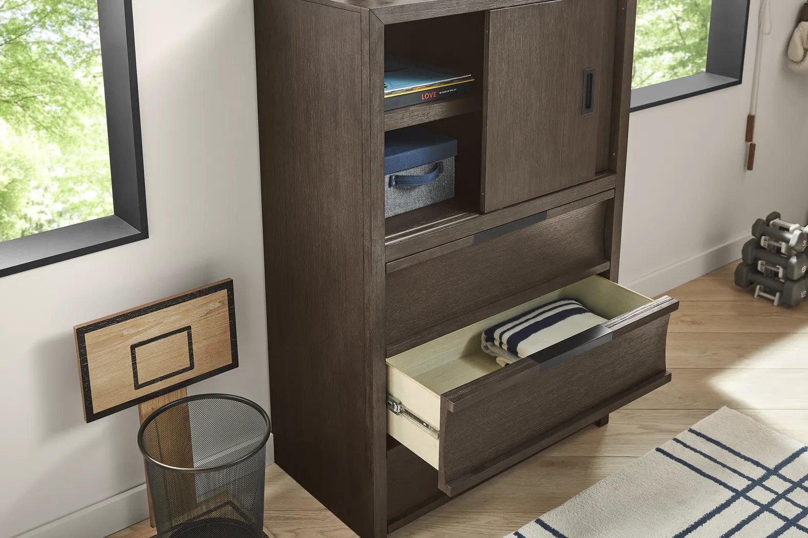 Kids Sierra Summit Brown Oak Door Chest - Image 5