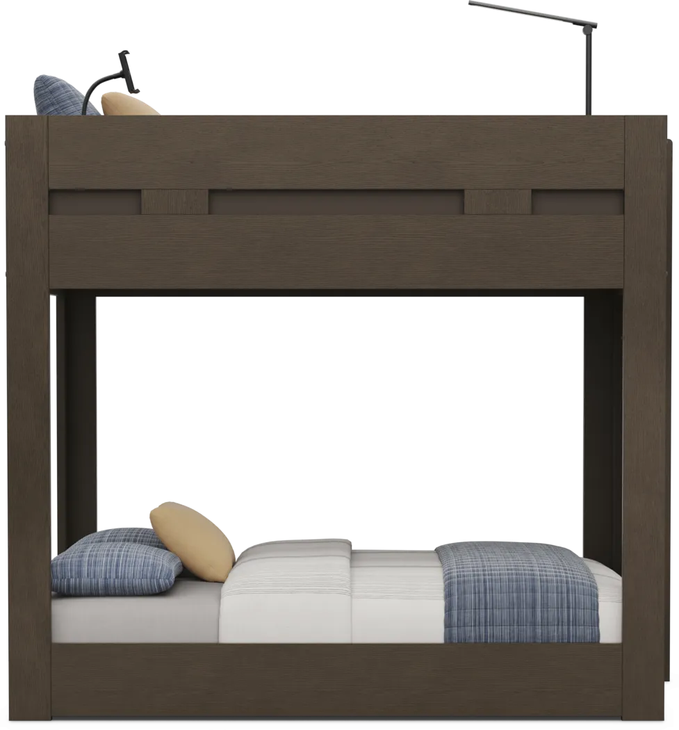 Kids Sierra Summit Brown Oak Twin/Full Bunk Bed with Tech Console - Image 3
