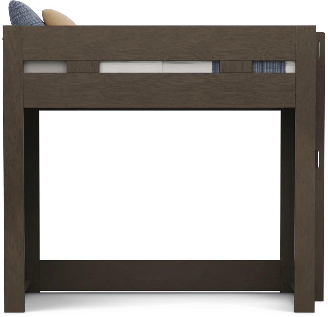Kids Sierra Summit Brown Oak Twin Loft Bed with 1 Closed End Panel - Thumbnail - Image 3