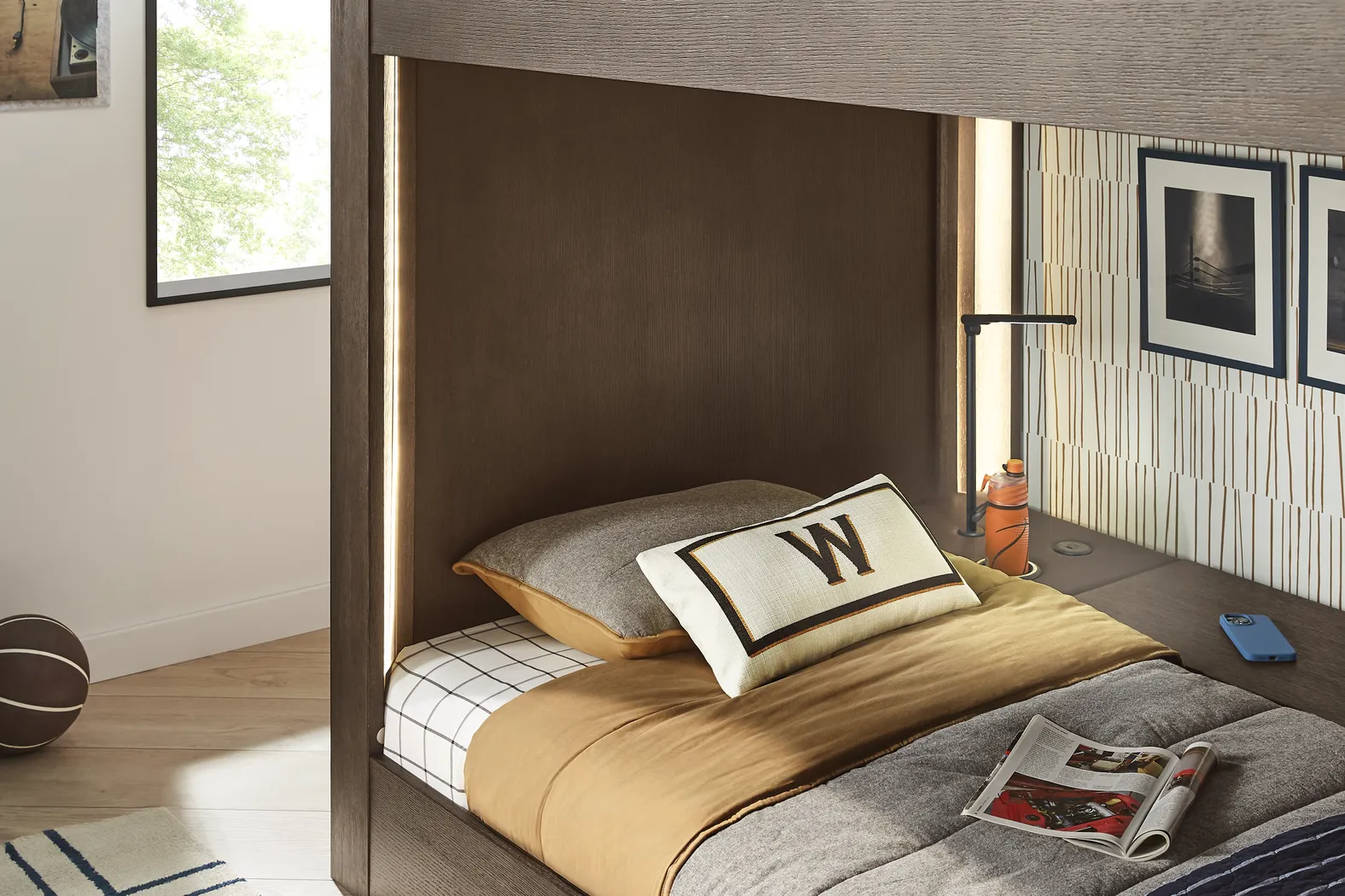 Kids Sierra Summit Brown Oak Twin Loft Bed with 1 Closed End Panel - Thumbnail - Image 4