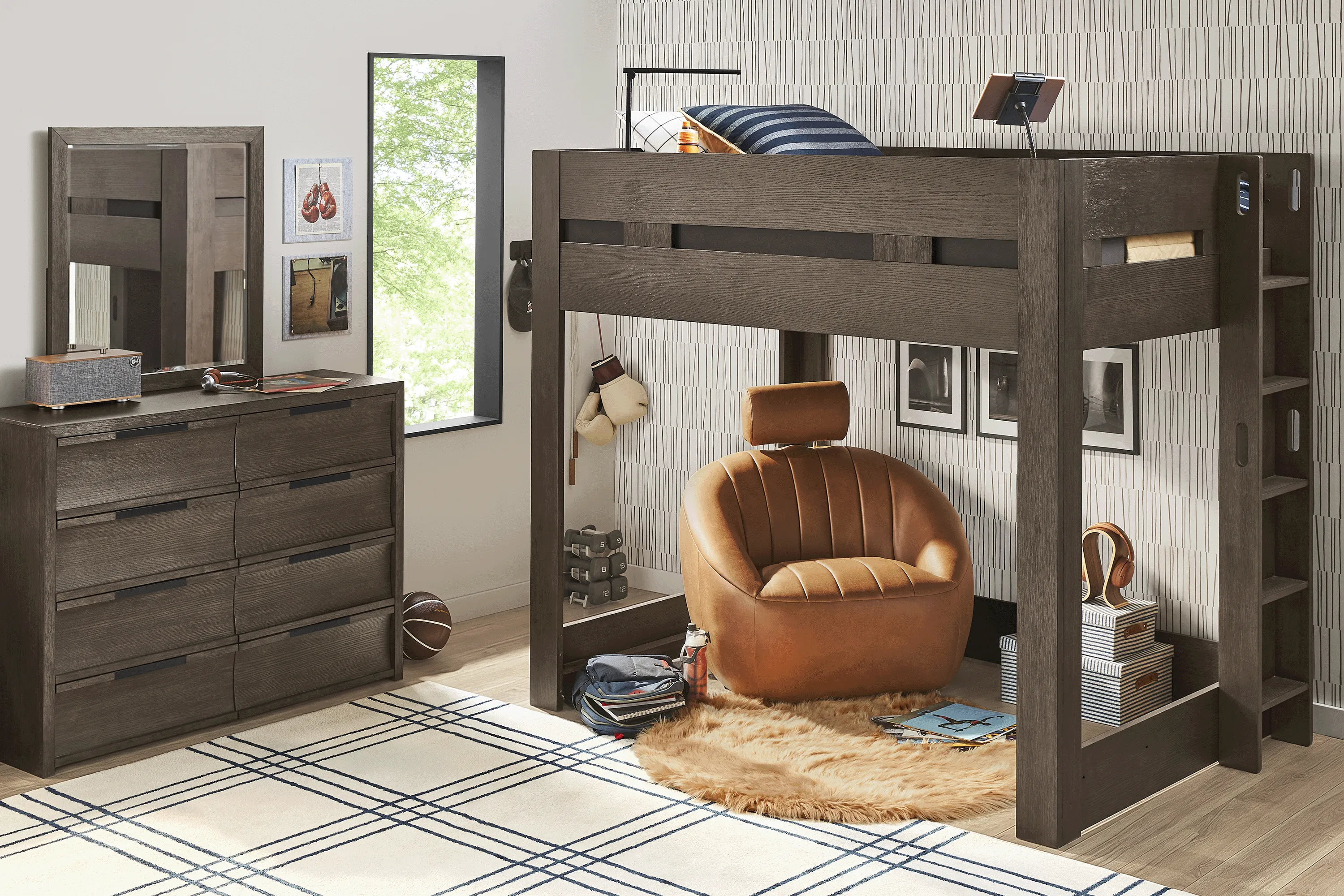 Kids Sierra Summit Brown Oak Twin Loft Bed with Console - Thumbnail - Image 3