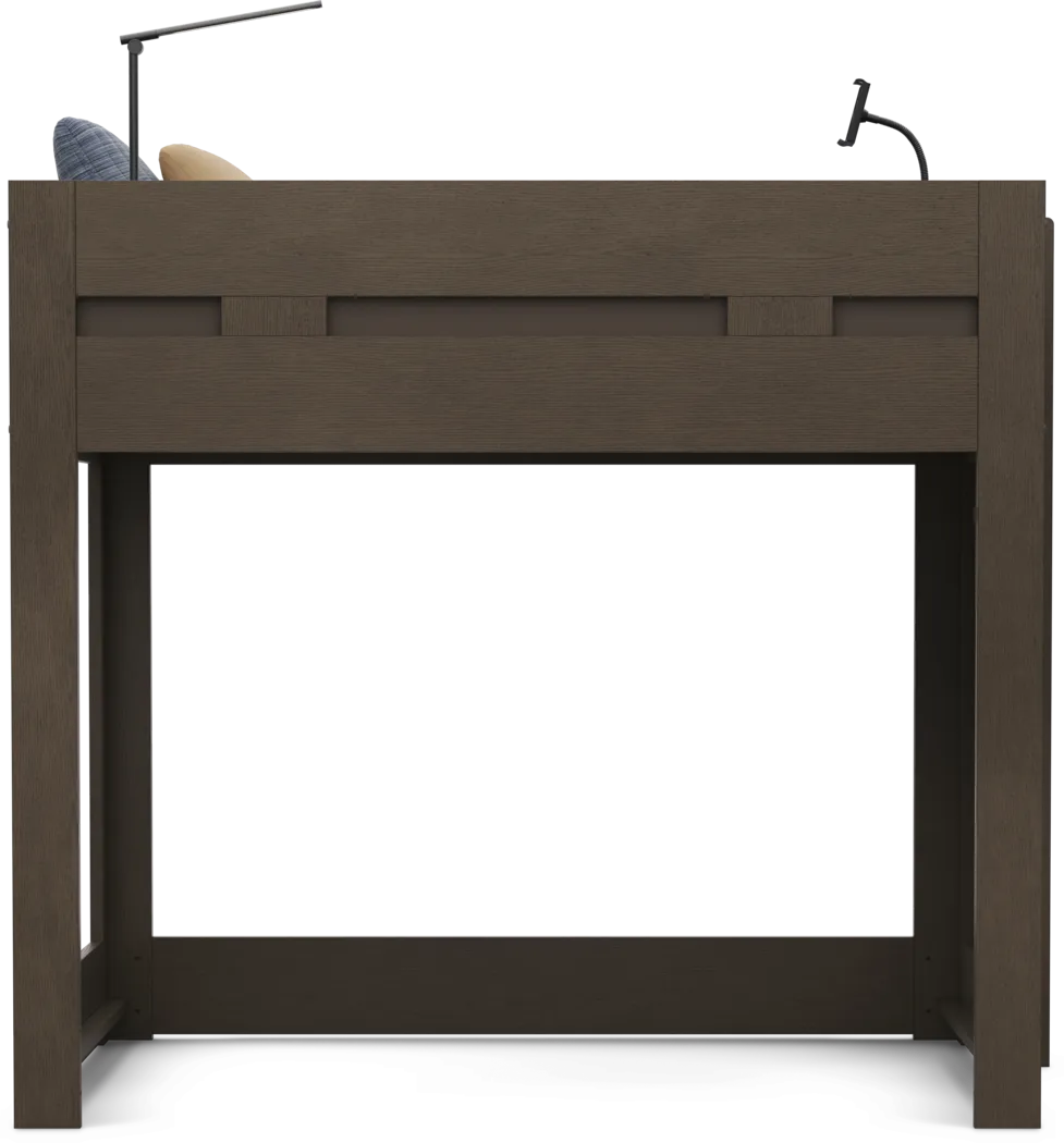 Kids Sierra Summit Brown Oak Twin Loft Bed with Tech Console - Image 4