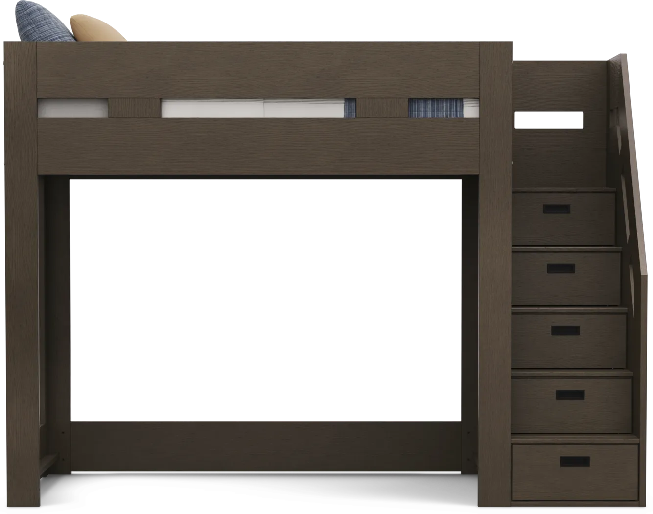 Kids Sierra Summit Brown Oak Twin Step Loft Bed with 1 Closed End Panel - Thumbnail - Image 2