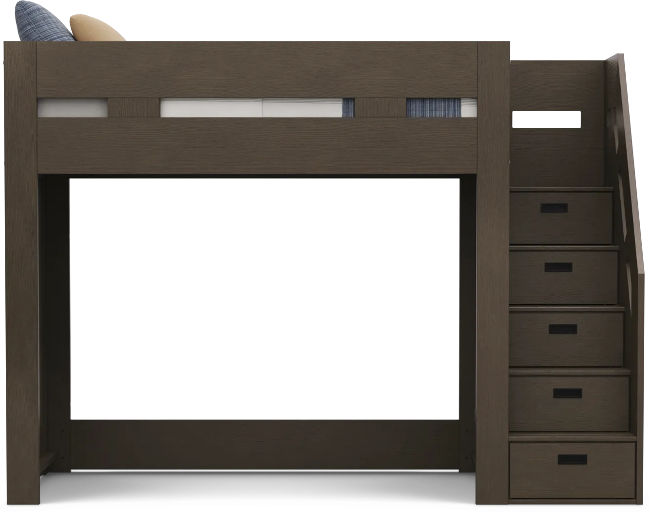 Kids Sierra Summit Brown Oak Twin Step Loft Bed with 2 Closed End Panels - Thumbnail - Image 3