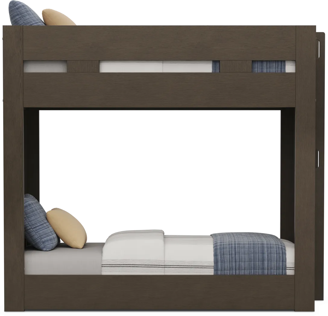Kids Sierra Summit Brown Oak Twin/Twin Bunk Bed with 2 Closed End Panels - Image 2