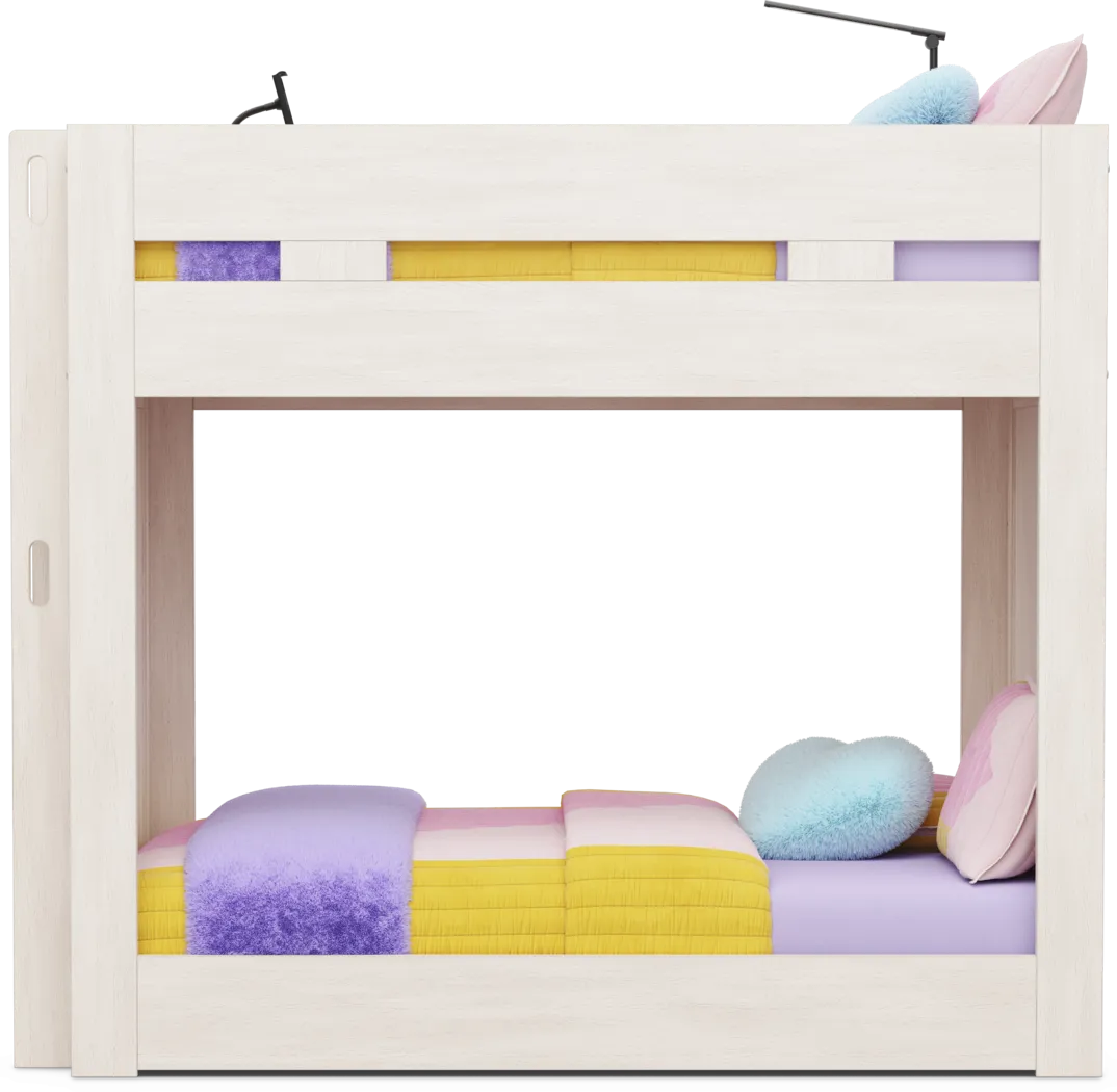 Kids Sierra Summit Linen Twin/Full Bunk Bed with Tech Console and 2 Closed End Panels - Image 4