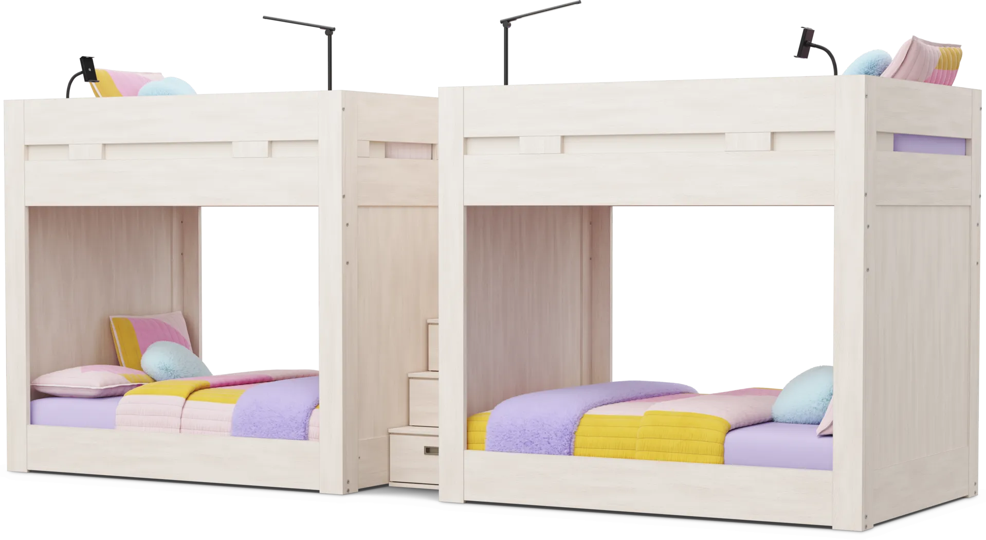 Kids Sierra Summit Linen Twin/Full Double Length Quad Step Bunk Bed with 2 Tech Consoles - Thumbnail - Image 3