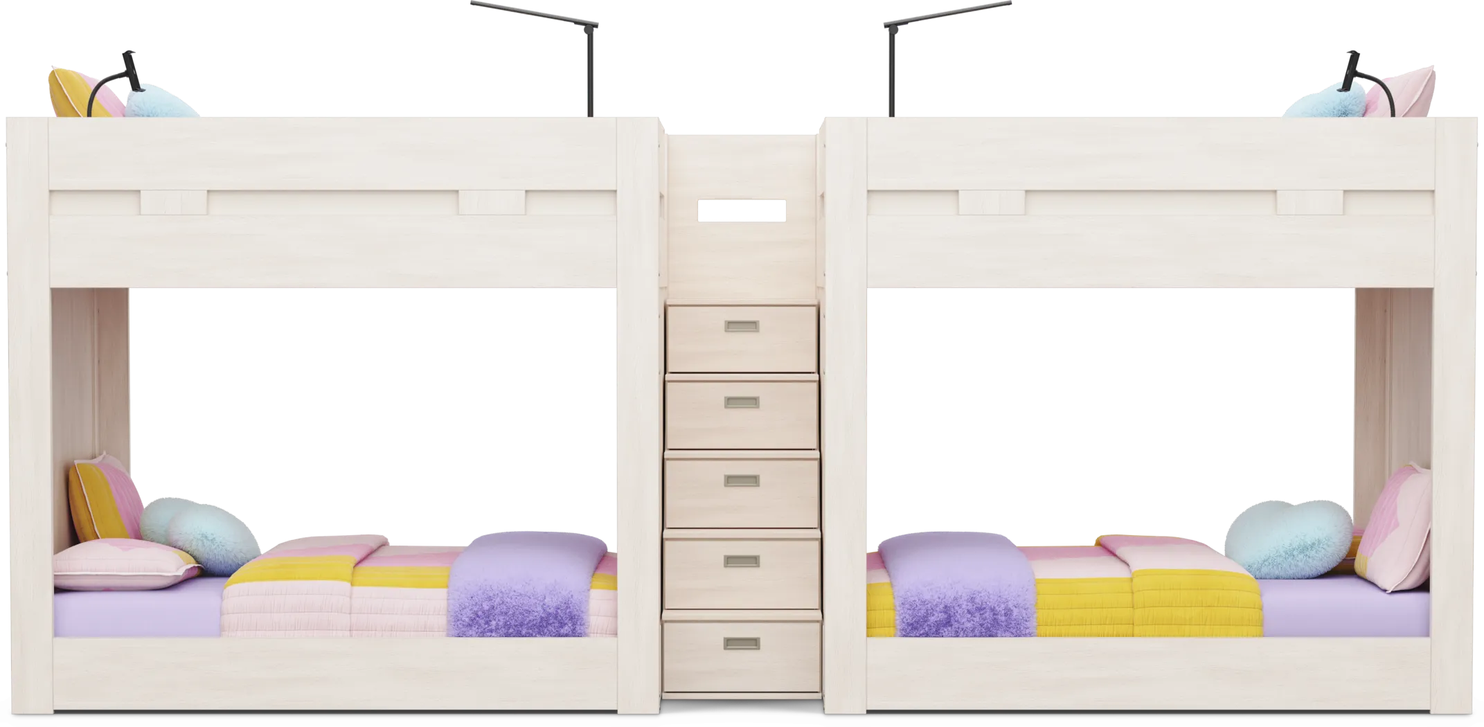 Kids Sierra Summit Linen Twin/Full Double Length Quad Step Bunk Bed with 2 Tech Consoles - Thumbnail - Image 4