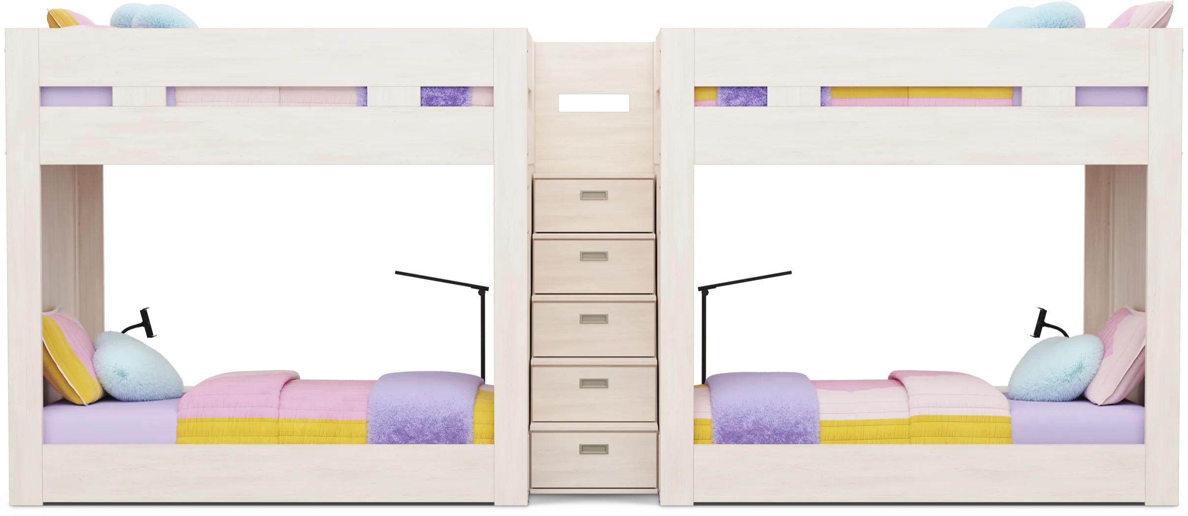Kids Sierra Summit Linen Twin/Full Double Length Quad Step Bunk Bed with 2 Tech Consoles - Thumbnail - Image 2