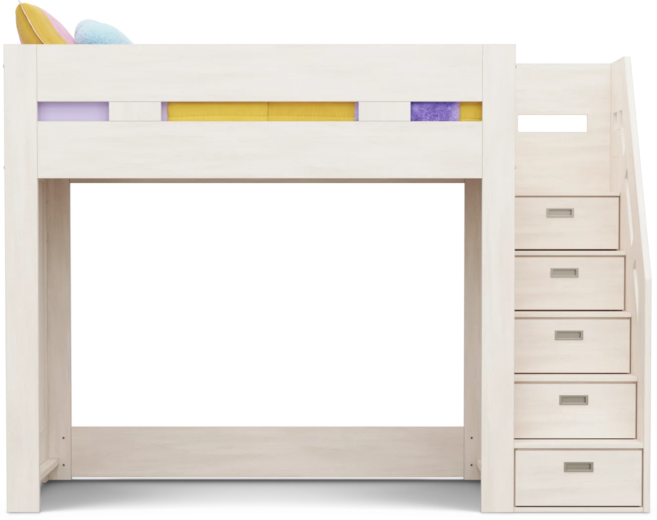 Kids Sierra Summit Linen Twin Step Loft Bed with 2 Closed End Panels - Thumbnail - Image 2