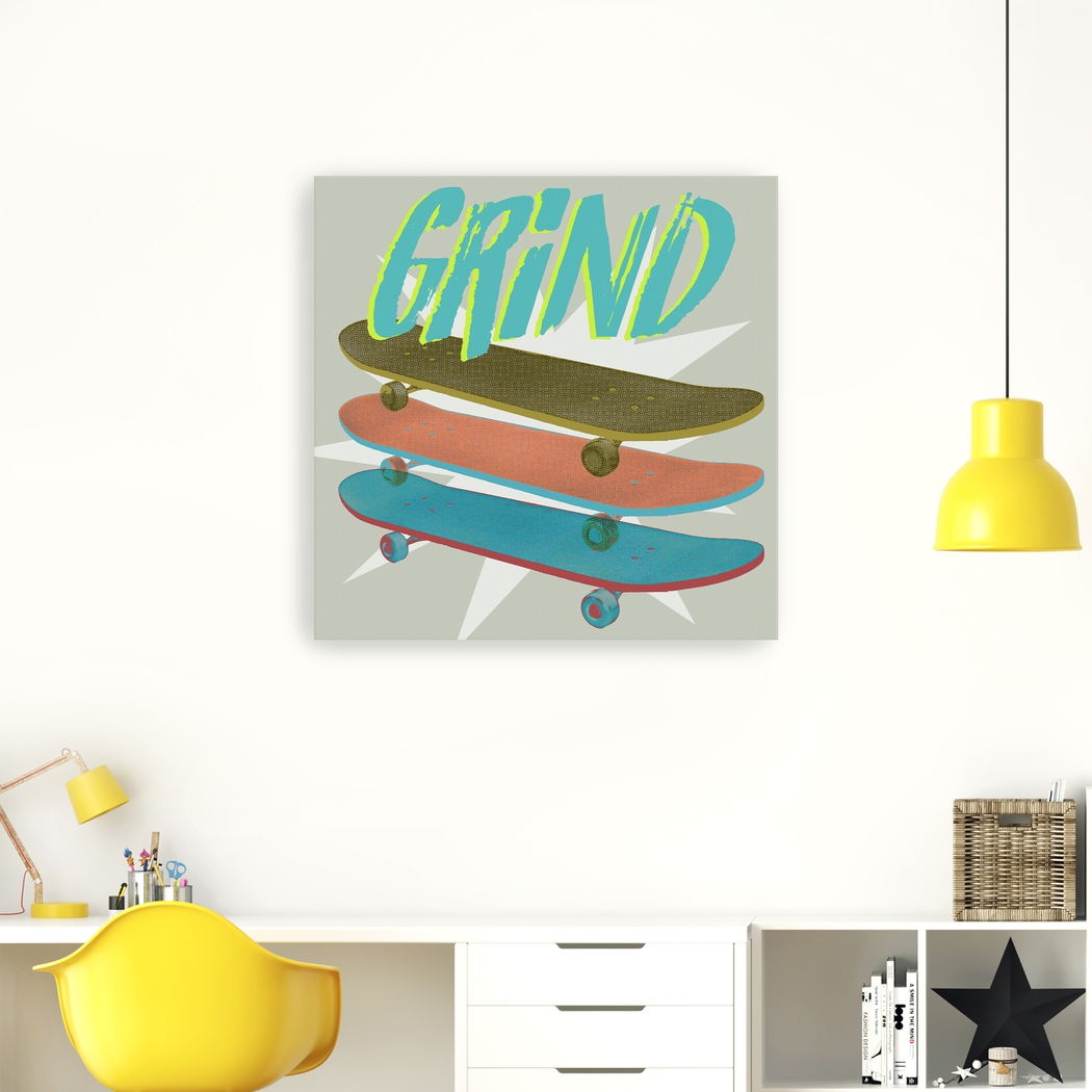 Kids Skateboard Grind Gray Artwork - Thumbnail - Image 2