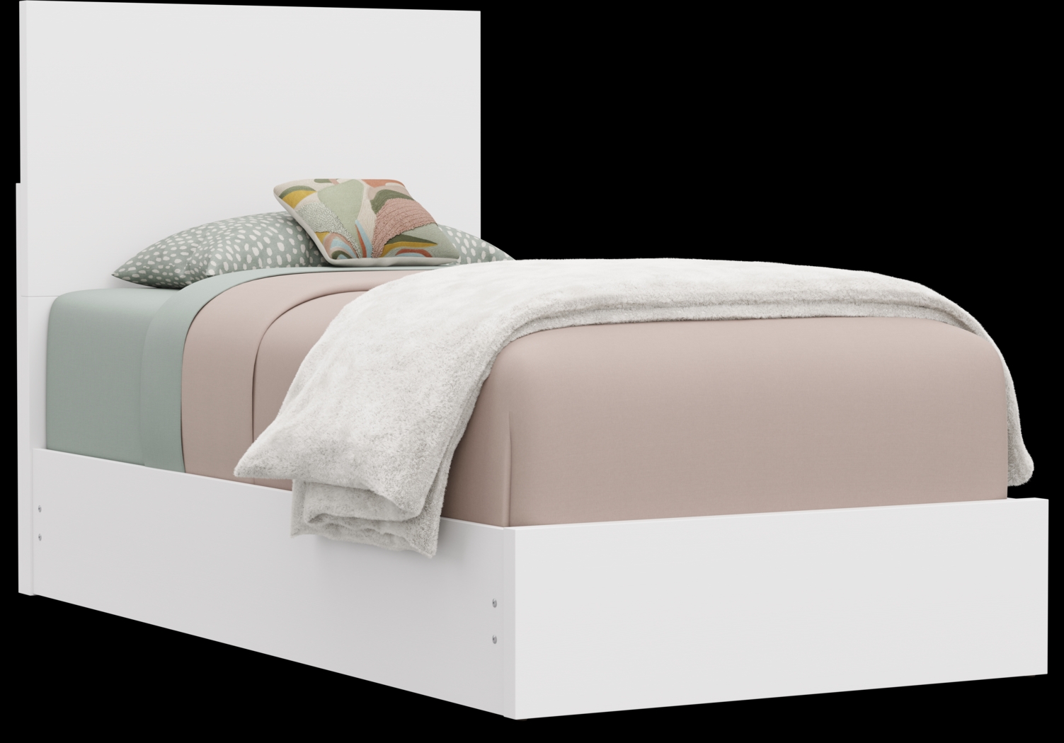 Kids Skye White Twin Panel Bed - Thumbnail - Image 1