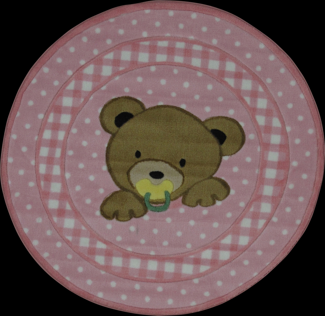 Kids Sleepy Teddy Pink 39 In. Round Rug - Thumbnail - Image 1