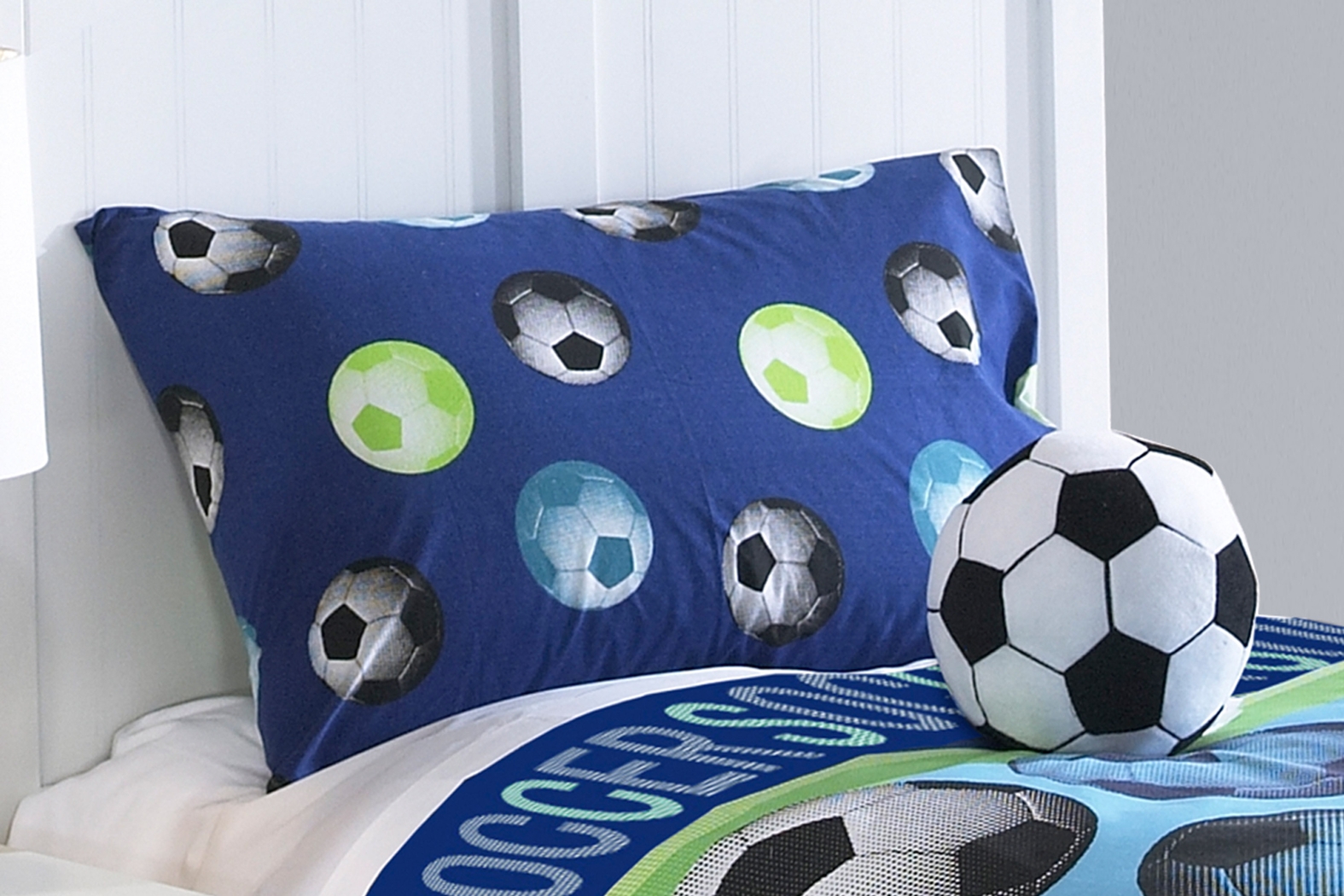 Kids Soccer Dreams Blue Full Comforter Set - Thumbnail - Image 2