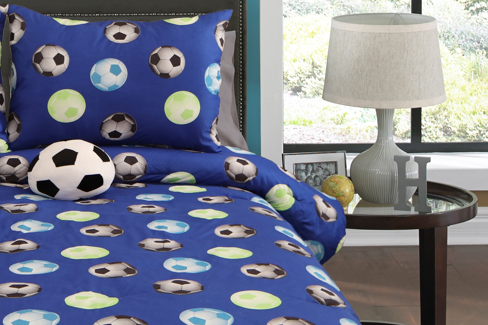 Kids Soccer Dreams Blue Full Comforter Set - Thumbnail - Image 4