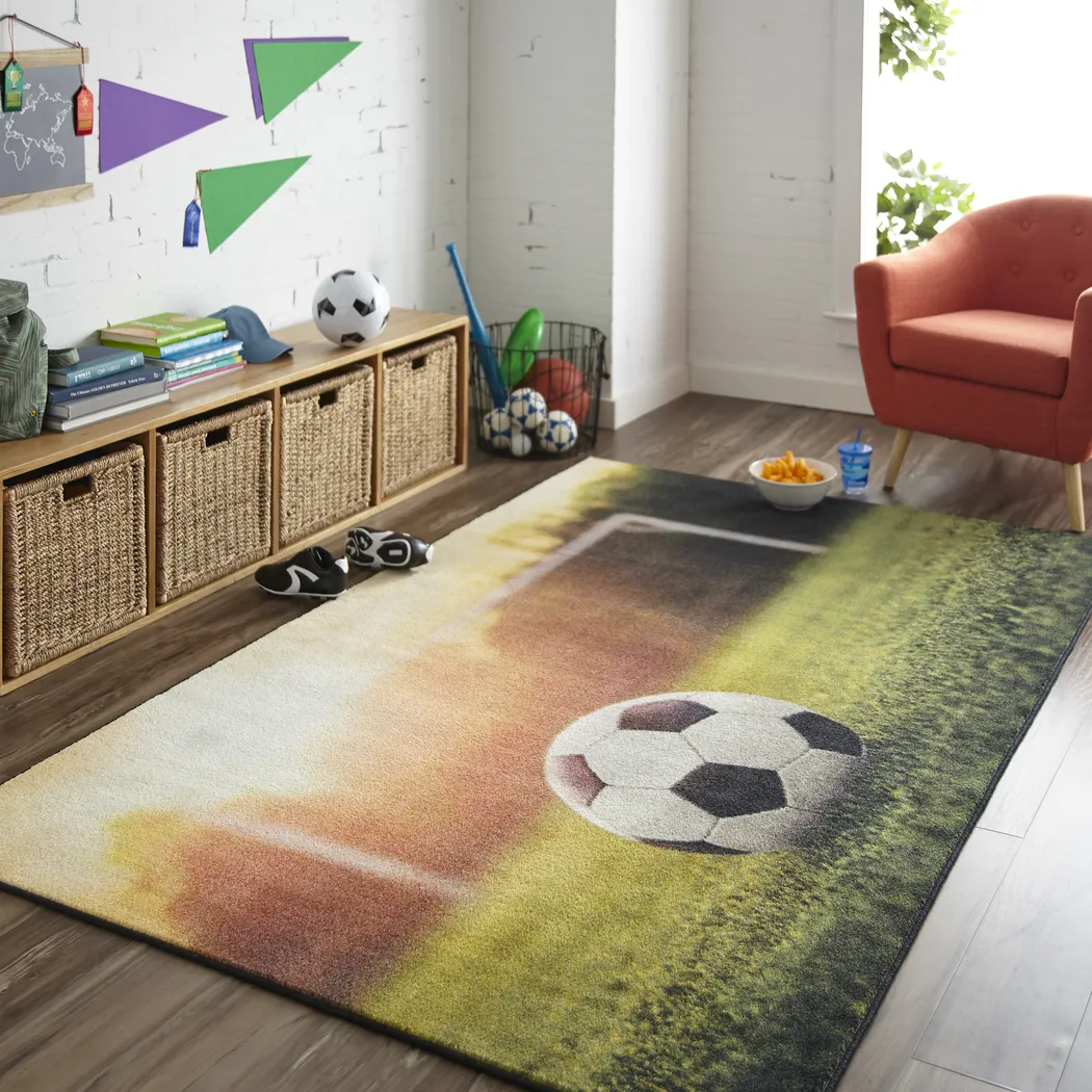 Kids Soccer Practice Green 5' x 8' Rug - Thumbnail - Image 2