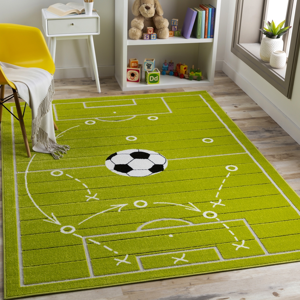 Kids Soccer Tactic Lime 5' x 7' Rug - Thumbnail - Image 6