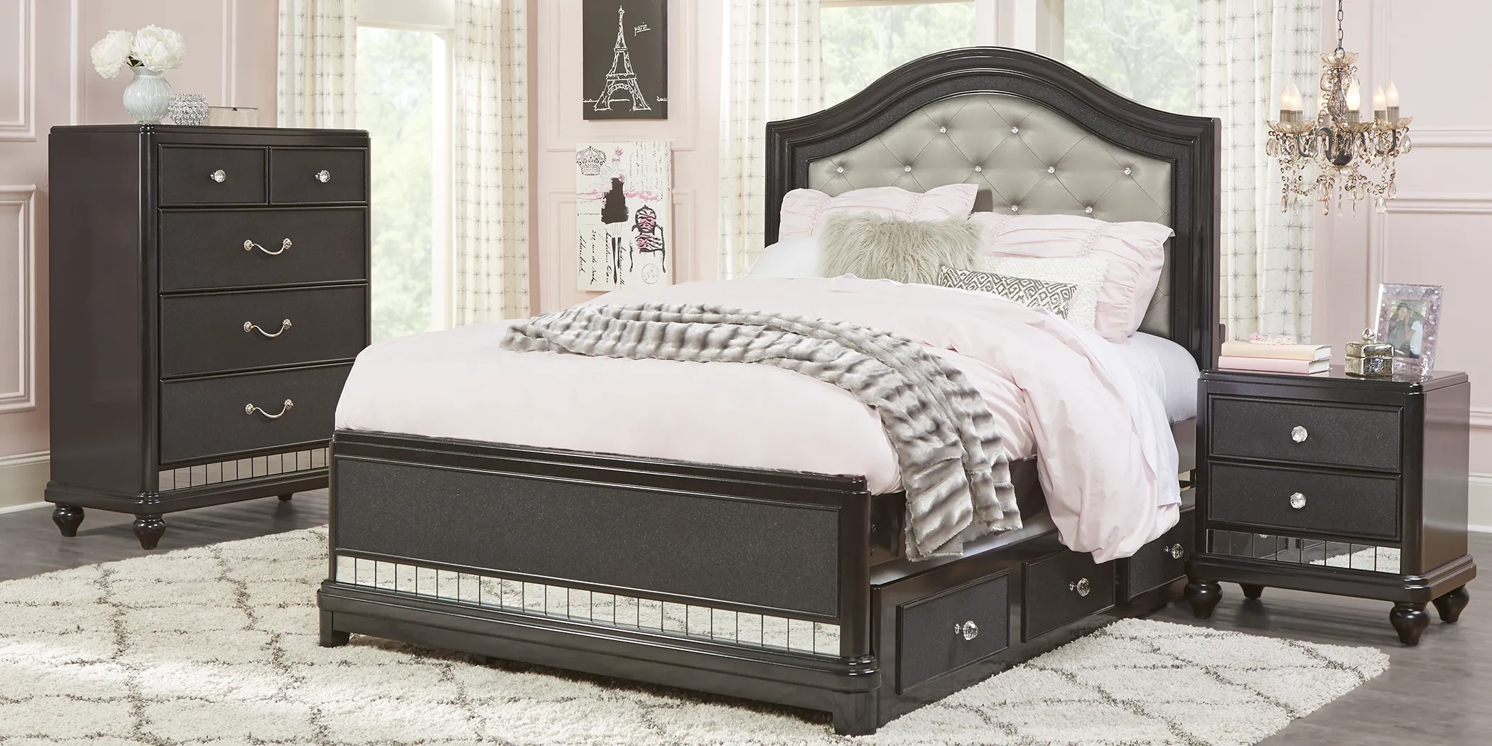 Kids Petit Paris Black 5 Pc Twin Panel Bedroom - Thumbnail - Image 1