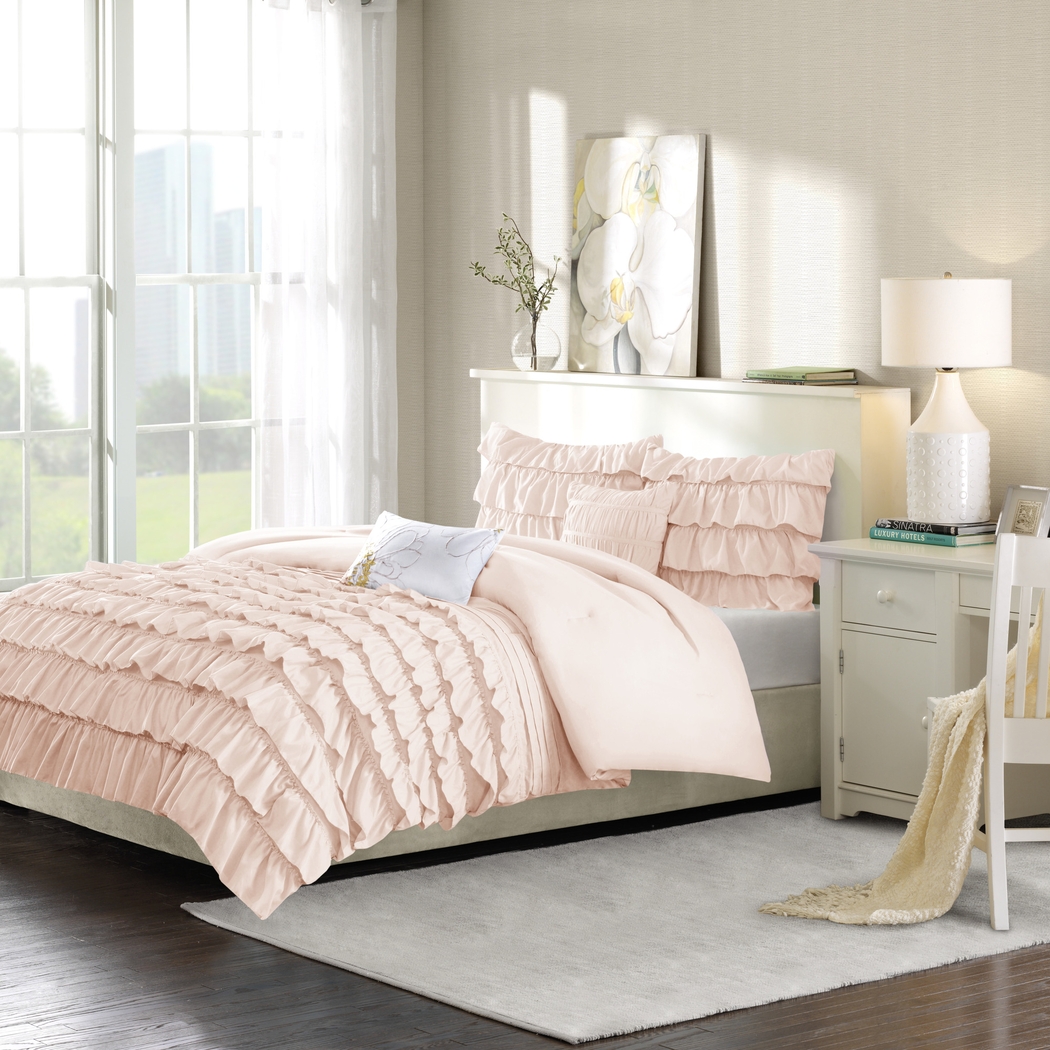 Kids Soft Waterfall Blush Full/Queen Comforter Set - Thumbnail - Image 1