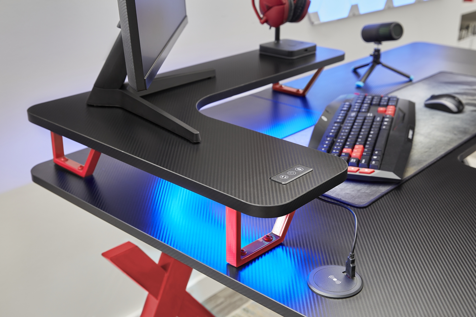 Kids Sound Trek Red L-Shaped Gaming Desk - Thumbnail - Image 4