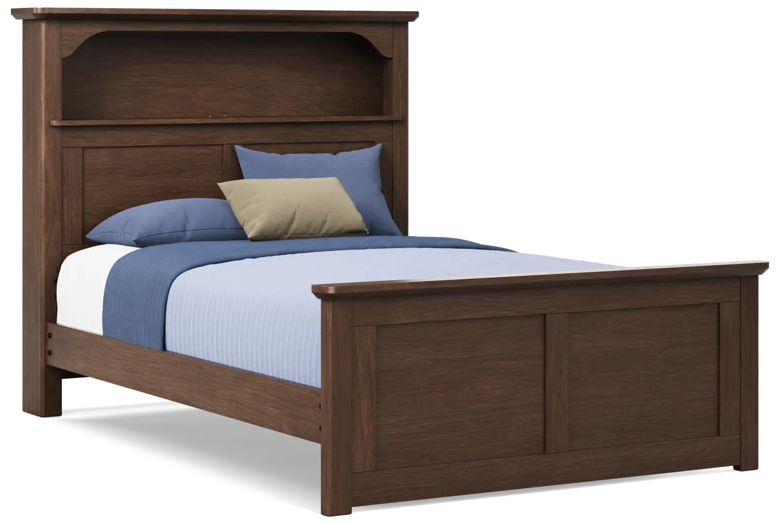 brown cherry full bookcase bed