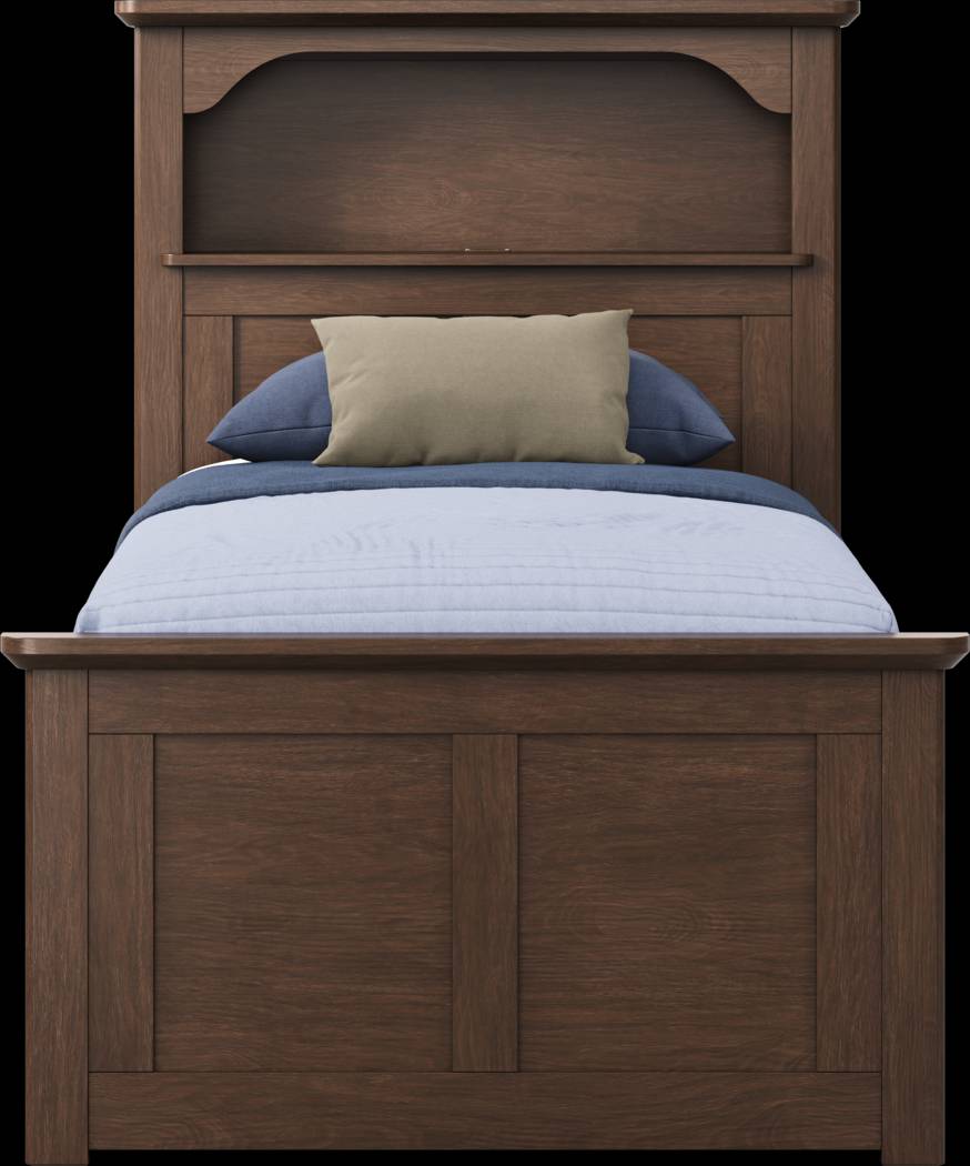 Kids South Bend Brown Cherry Twin Bookcase Bed with 2 Storage Side Rails - Thumbnail - Image 2