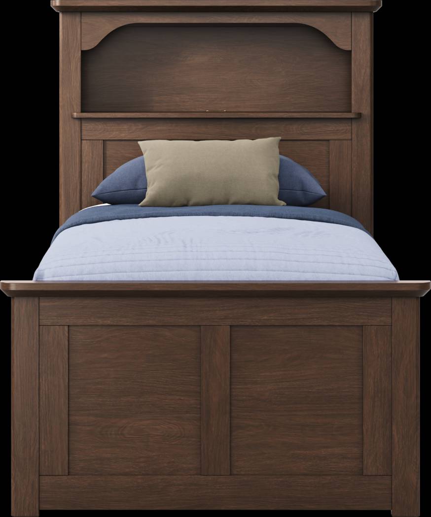 Kids South Bend Brown Cherry Twin Bookcase Bed with Storage Side Rail - Thumbnail - Image 2