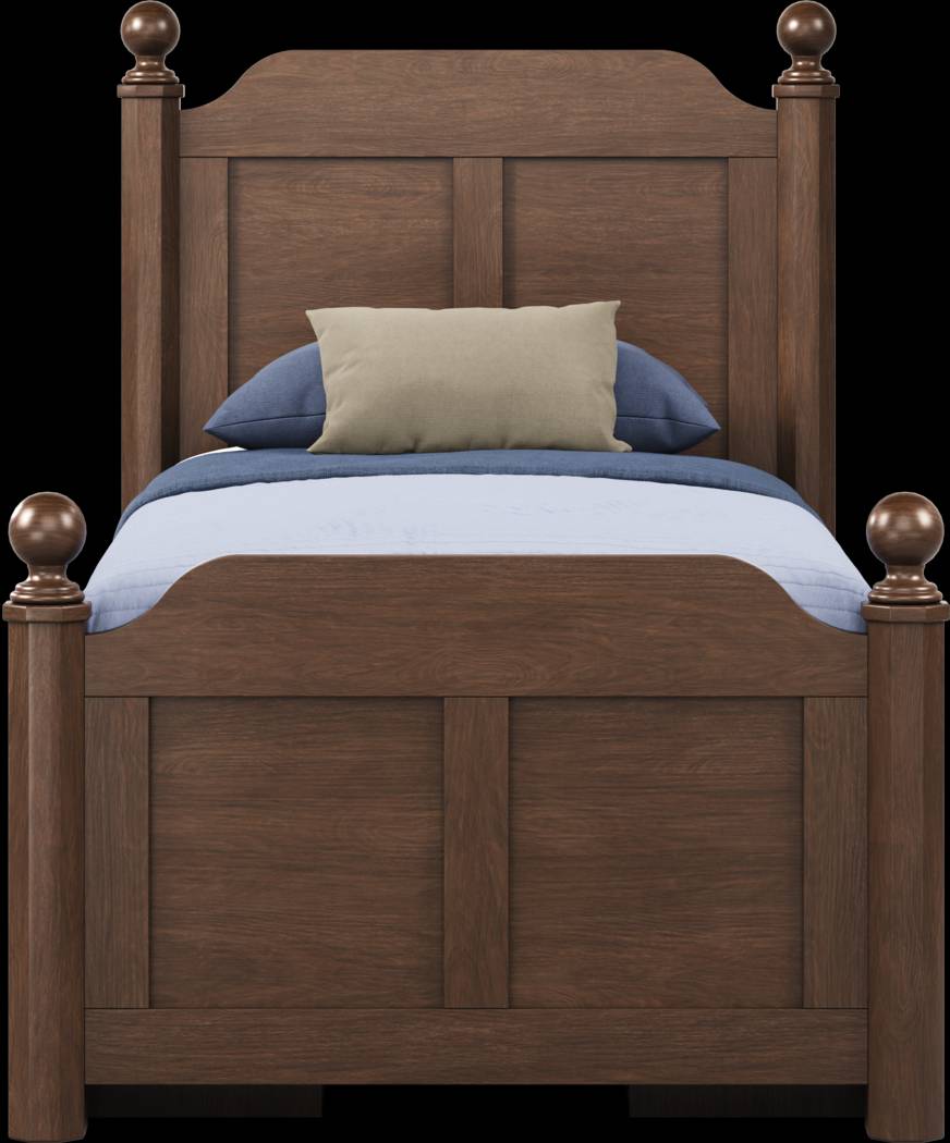 Kids South Bend Brown Cherry Twin Poster Bed with 2 Storage Side Rails - Thumbnail - Image 2