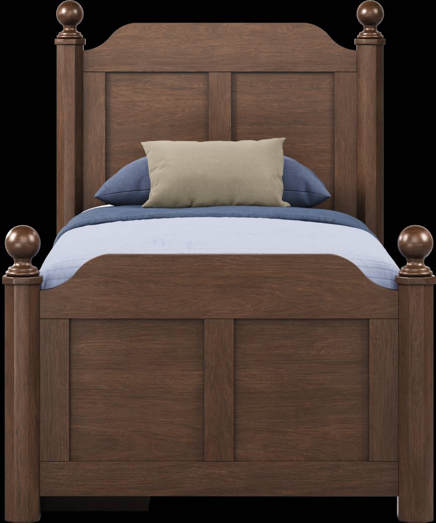Kids South Bend Brown Cherry Twin Poster Bed with Storage Side Rail - Thumbnail - Image 2