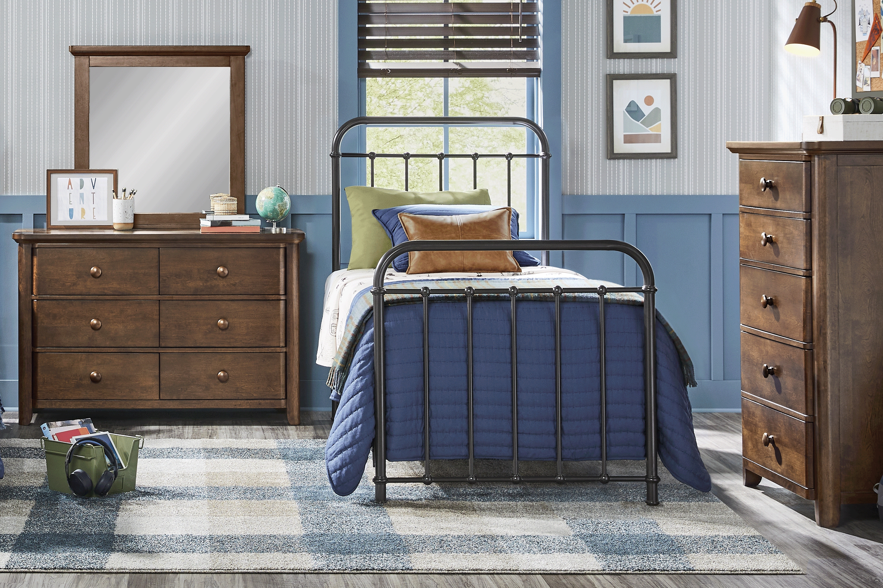 Kids Saddlerock Dark Gray Twin Metal Bed - Thumbnail - Image 2