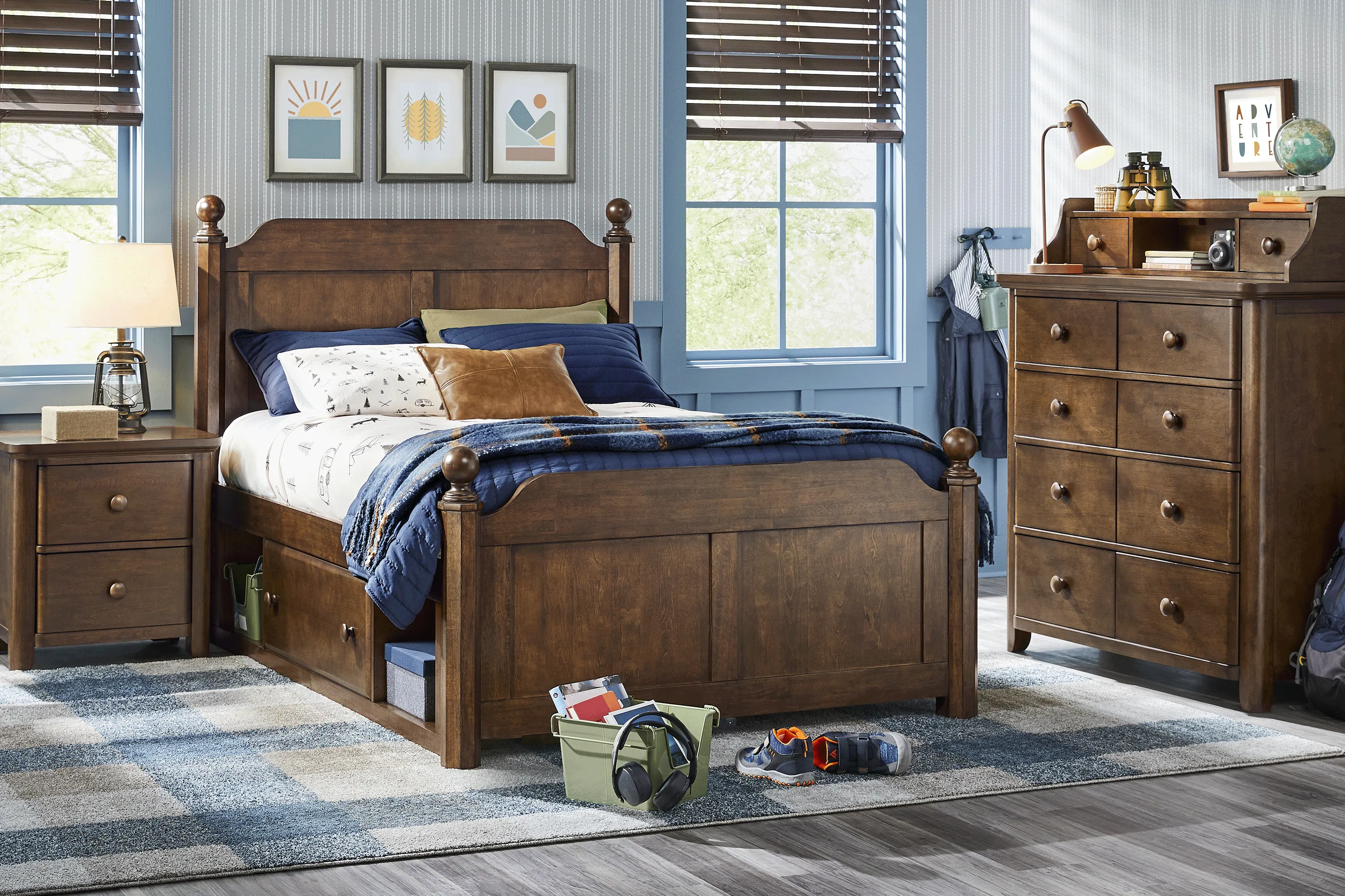 Kids South Bend Brown Cherry Full Poster Bedroom - Thumbnail - Image 1