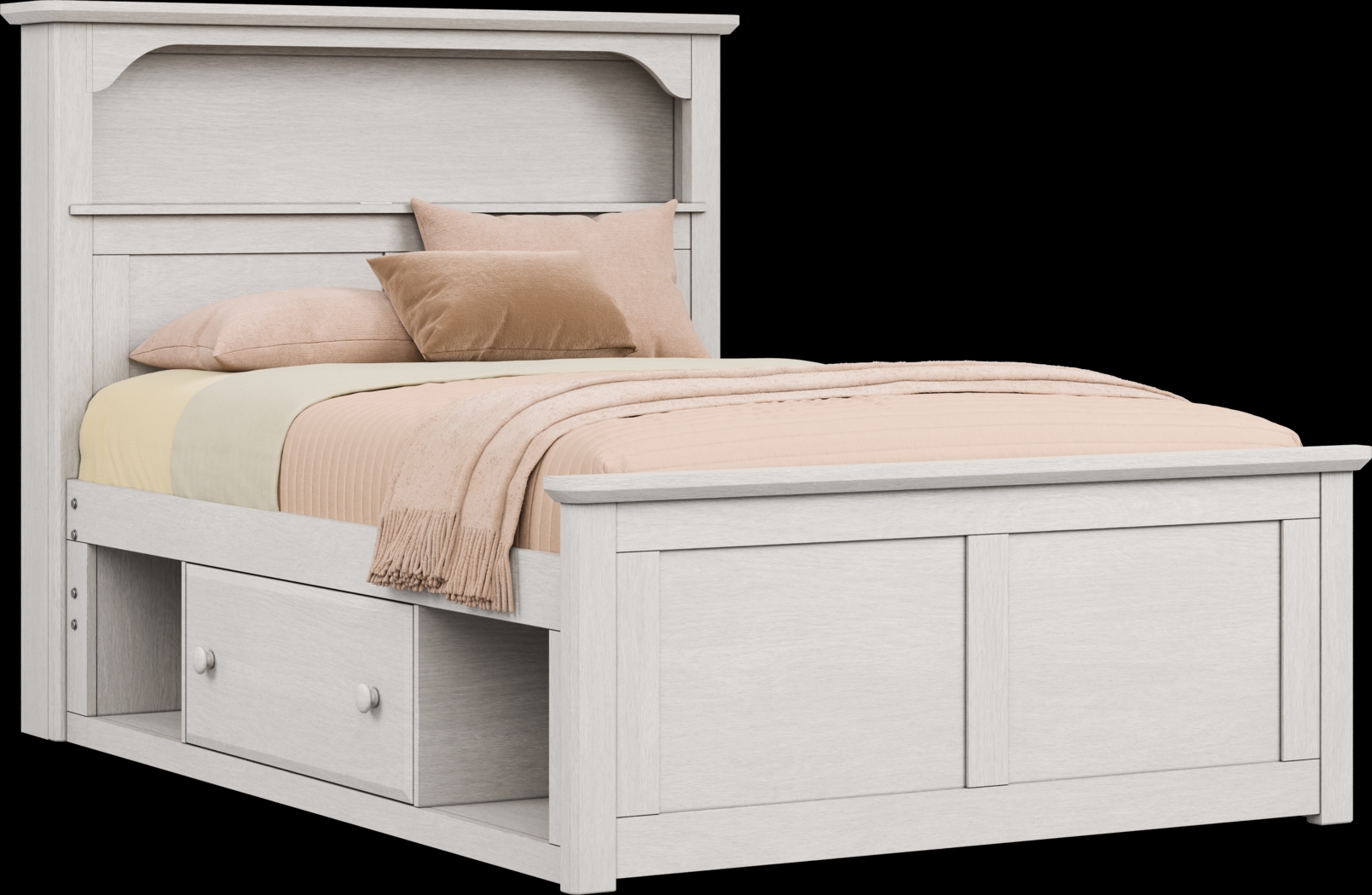 Kids South Bend Washed White Full Bookcase Bed with 2 Storage Side Rails - Thumbnail - Image 1