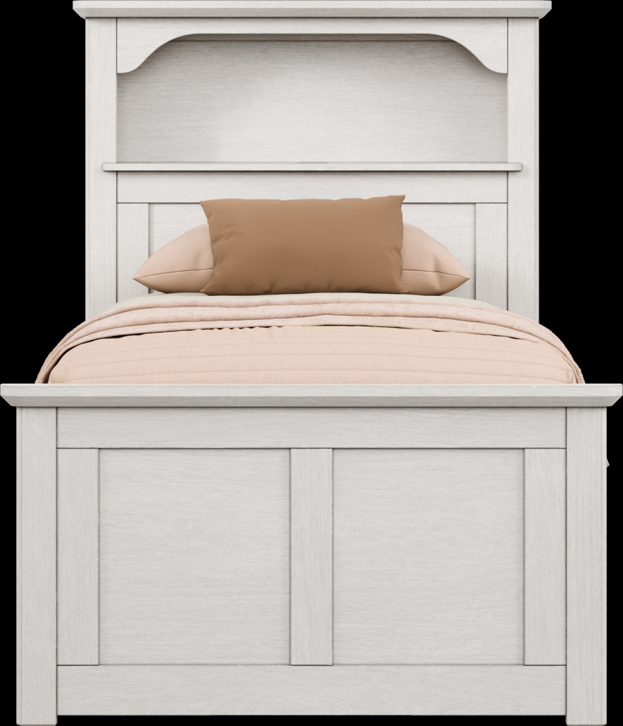 Kids South Bend Washed White Twin Bookcase Bed with 2 Storage Side Rails - Thumbnail - Image 2