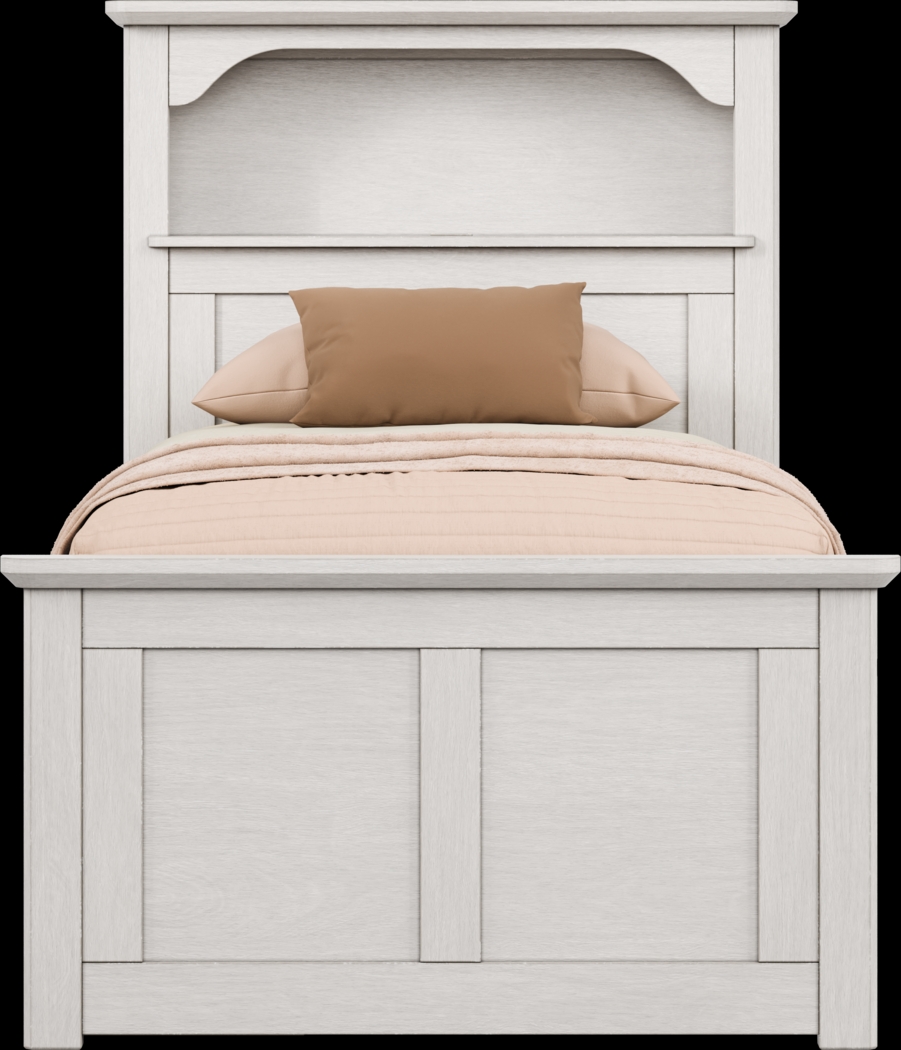 Kids South Bend Washed White Twin Bookcase Bed with Storage Side Rail - Thumbnail - Image 2