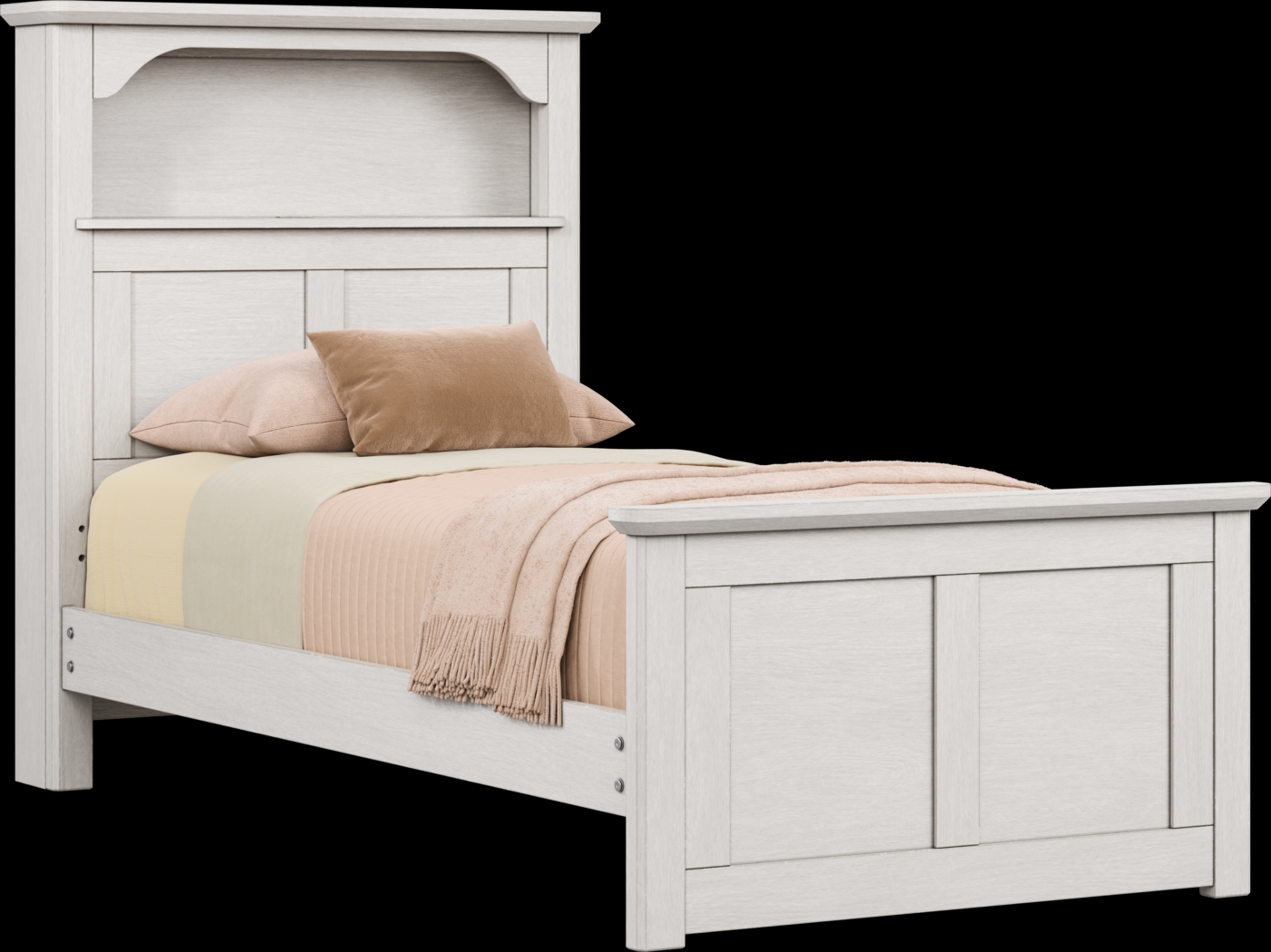 washed white twin bookcase bed